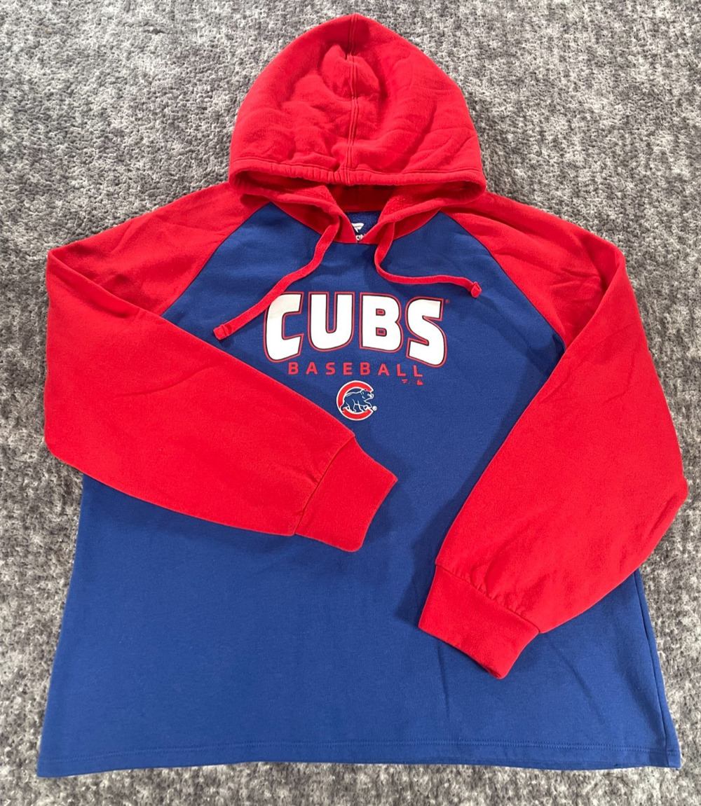Fanatics Chicago Cubs Hoodie Mens XXL Blue Red Sweatshirt MLB Baseball 2XL